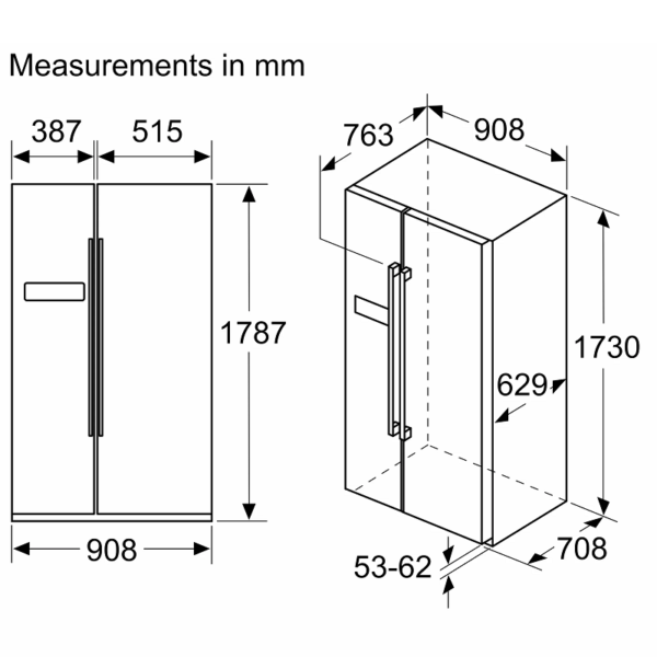 BOSCH KAN93VL30M SIDE By SIDE NON INVERTER REFIGERATOR