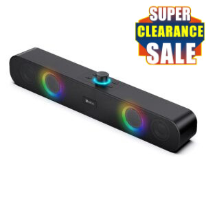 1 Hora Bluetooth Soundbar Speaker for PC TV, RGB Wireless Bluetooth 5.1 Speakers with 2000mAh Battery, Support 3.5mm AUX/TF/USB/Bluetooth for Indoor, Home and Party BOC241