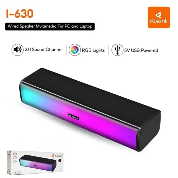 Kisonli Wireless Longbar Bluetooth Speaker With RGB LED Lights I-630