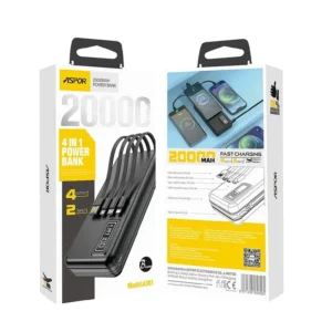 Aspor 20W 20000mAh 4 in 1 Power Bank A3100 With LCD Display