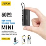 Aspor 5000mAh 2 in 1 Lightning To Type C Flexible Mini Portable Power Bank A-351