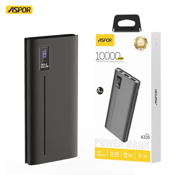 Aspor 10000mAh 22.5W PD+QC Fast Charging Power Bank With LED Display A-335