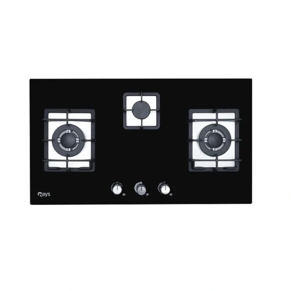 Rays 3 Burners Glass Top Gas Kitchen Hob H&H 9003 G1