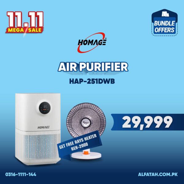 Homage Air Purifier HAP-251DWB With Free Dish Heater