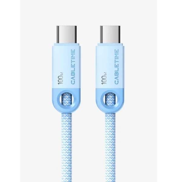 Cabletime 100W USB C to USB C Fast Charger Cable Braided 2M for iPhone CUP1H