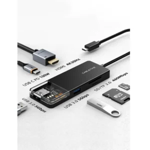 Cabletime 6 In 1 USB Type C Multiport Hub with 4K HDMI 100W Power Delivery CB04B