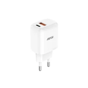 Aspor 20W PD & QC Dual Port Fast Charging Adapter A821EU