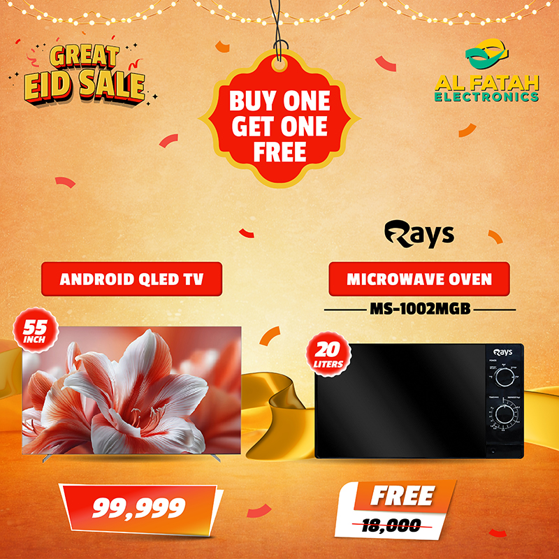 Multynet 55 Inches Android QLED TV 55IQ50 With Free Rays Microwave Oven