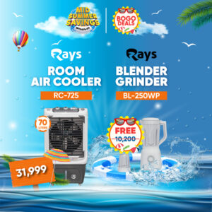 Rays 70 Liters Room Air Cooler RC-725 With 6 Ice Packs With Free Rays Blender