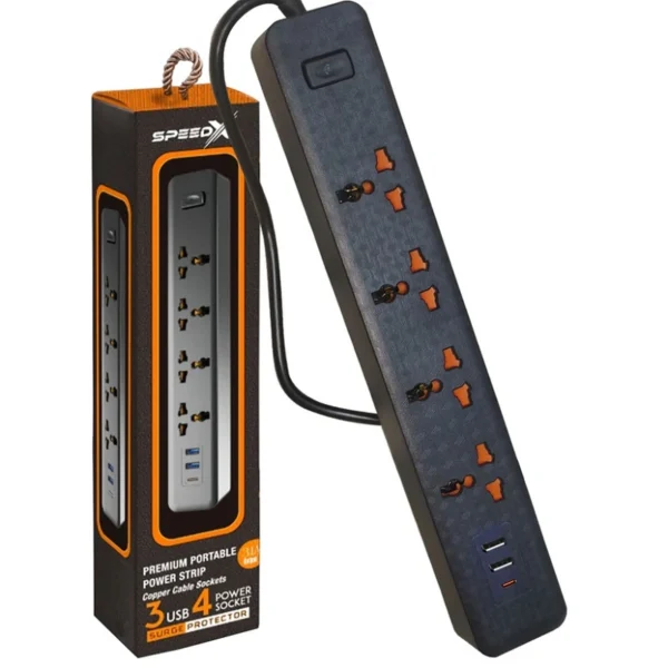 Speed-X 4 Socket 2 USB 1 Type-C Portable Power Strip 403PUC