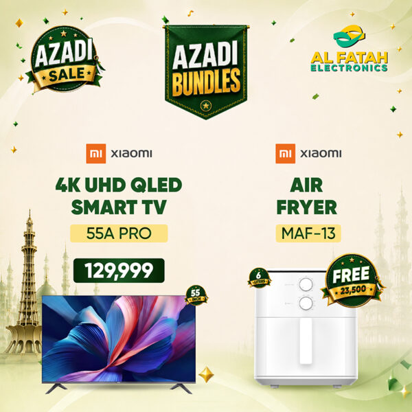 Xiaomi 55 Inches 4K UHD QLED Smart TV 55A Pro With Free Xiamoi 6L Air Fryer