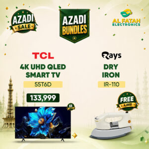 TCL 55 Inches 4K UHD Smart QLED TV 55T6D With Free Rays Dry Iron