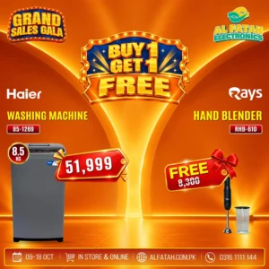 Haier 8.5Kg Top Load Automatic Washing Machine HWM 85-1269S6 With Free Hand Blender