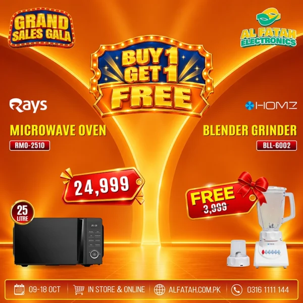 Rays 25 Liters Grill Microwave Oven RMO-2510 With Free Blender Grinder