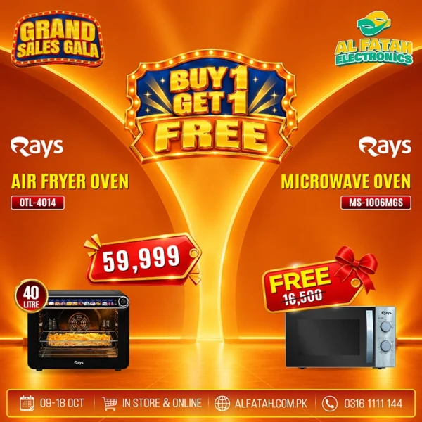 Rays 40 Liters Air Fryer Oven OTL-4014 With Free Microwave Oven